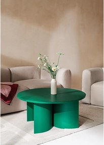 Măsuță de cafea verde rotundă cu blat cu aspect de lemn de frasin ø 95 cm Gavo – noo.ma