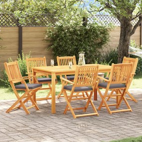 vidaXL Scaun pliant 6 pcs Gri 49 x 57.5 x 92cm Lemn masiv de acacia