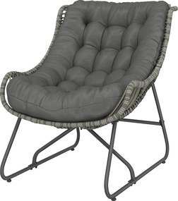 Outsunny Fotoliu din ratan cu pernă chingi, fotoliu exterior tapițat din poliratan, fotoliu tip coș până la 120kg | Aosom Romania