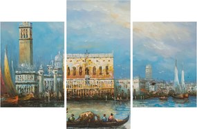 Tablou - Gondola care trece prin Veneția, pictură în ulei (90x60 cm)