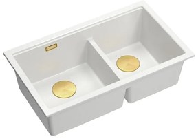 Chiuveta compozit incastrata Quadron Logan 120 alb - auriu 76x45 cm