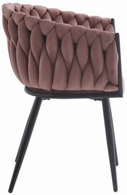 Scaun de sufragerie ORION VELVET roz inchis cu picioare negre