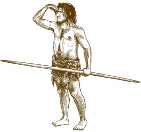 Ilustrație engraving illustration of caveman, Andrii-Oliinyk