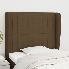 vidaXL Tăblie de pat cu aripioare maro închis 83x23x118/128 cm textil