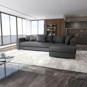 Colțar extensibil dumonde cu ladă de depozitare si sezut confortabil din spuma high-density, Gloria Enjoy Grafit 320x183 cm