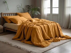 Lenjerie de pat din muselin MOSSARI mustar Dimensiunile lenjeriei: 70 x 90 cm | 140 x 200 cm