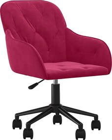 vidaXL Scaun de birou pivotant, roșu vin, catifea