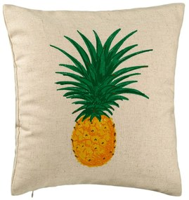 Perna Decorativa, Model Ananas, 40x40 cm, Bej, Husa Detasabila, Burduf