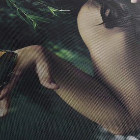 Tablou - Femeia grațioasă cu fluture (cu ceas) (90x30 cm)