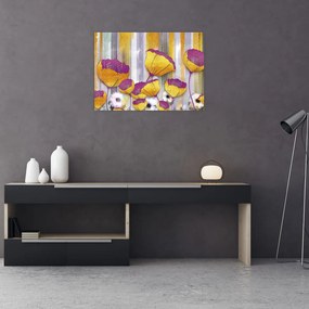 Tablou pe sticlă - Ilustrațir cu flori (70x50 cm)