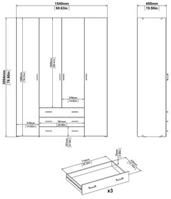 Șifonier Tvilum Space, 154x200 cm, alb