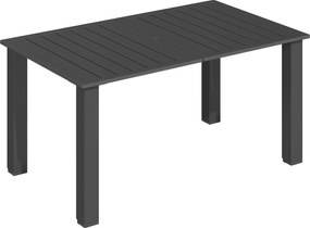 Outsunny Masă de grădină pentru 4-6 persoane, masă de dining pentru exterior cu orificiu pentru umbrelă, blat cu lamele 150 x 90 x 73 cm, negru | Aosom Romania