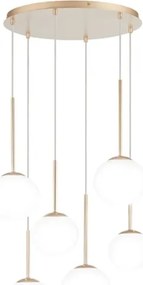 Ondaluce - Lustră suspendată cu cablu JEWEL 6xE14/10W/230V, Ø 55 cm, auriu/alb