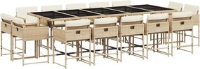 vidaXL Set mobilier de grădină cu perne, 15 piese, bej, poliratan