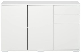 HOMCOM Bufet de depozitare 2 sertare glisante 3 uși poliță reglabilă panouri aglomerate 117 x 36 x 74 cm alb | Aosom Romania