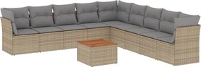 vidaXL Set canapele de grădină cu perne, 10 piese, bej, poliratan