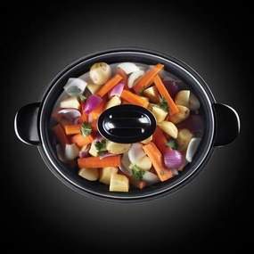 Slow cooker Russell Hobbs MaxiCook 22750-56, 200 W, 6 L,  3 setari temperatura, Timer, Oala mobila, Argintiu/Negru