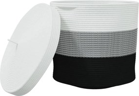 vidaXL Coș de depozitare cu capac, alb și negru, Ø40x35 cm bumbac