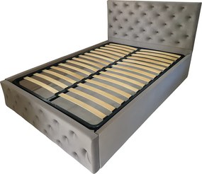 Pat tapitat Berlin cu somiera rabatabila si spatiu de depozitare, catifea crem , 180x200 cm 180 x 200, Crem