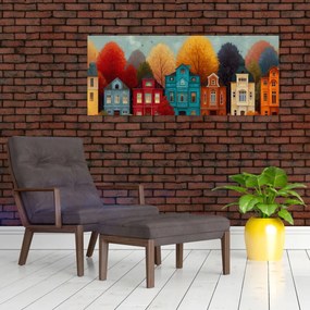 Tablou - Oraș de toamnă pictat (120x50 cm)