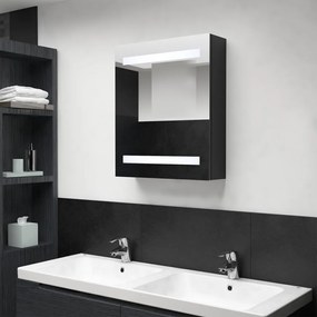 Dulap de baie cu oglinda si LED, negru, 50x14x60 cm Negru