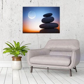 Tablou pe sticlă cu pietre suprapuse (70x50 cm)
