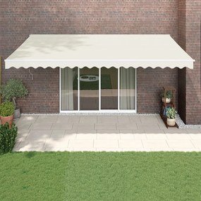 Copertină retractabilă, crem, 5x3 m, textil și aluminiu