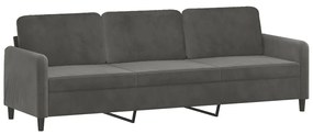 349064 vidaXL Canapea cu 3 locuri, gri închis, 210 cm, material catifea