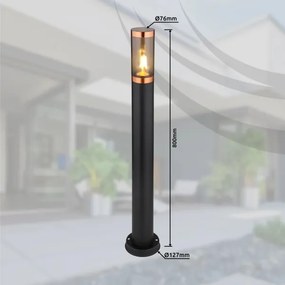 Lampă de exterior Globo 31588BC BOSTON 1xE27/23W/230V IP44 80 cm negru/cupru