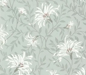 Tapet Fairhaven, Duck Egg Blue Luxury Floral, 1838 Wallcoverings, 5.3mp / rola