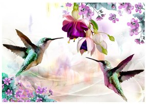 Fototapet - Colibri și flori