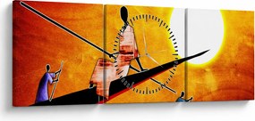 Tablou picturii epochale străveche (cu ceas) (90x30 cm)