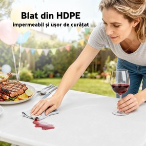 Outsunny Set Masă de Camping Pliabilă cu 2 Scaune, 180x74x74 cm, Alb | Aosom Romania