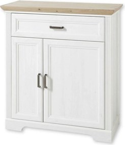 Comoda JASMIN, alb/stejar artisan, PAL, cu 2 usi si un sertar, 93x41x1