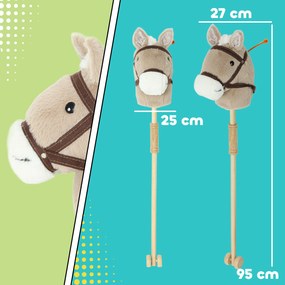 AIYAPLAY Căluț pe Băț pentru Copii 1-3 Ani, cu Sunete Realiste și Rotițe, 95x25x27 cm, Gri | Aosom Romania