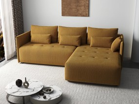 Colțar extensibil dumonde cu ladă de depozitare si sezut confortabil din spuma high-density, Malta Zoom Mustar 235x185 cm