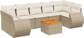 vidaXL Set canapele de grădină, 8 piese, cu perne, bej, poliratan