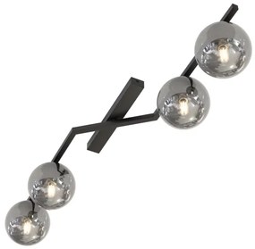 Plafonieră NATON, 4xE14/10W/230V, negru/fumuriu