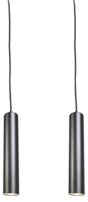 Set de 2 lămpi suspendate de design negru - Tuba Small