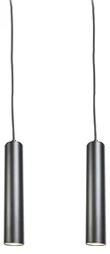 Set de 2 lămpi suspendate de design negru - Tuba Small