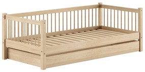 Pat Cabină Forrest Beech 90x200 cm, pentru Camera Copii, din Lemn de Fag, cu Sertar – Vipack