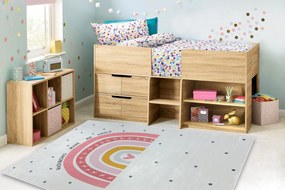 BAMBINO 47810 covor lavabil Curcubeu, puncte pentru copii anti-alunecare - alb / roz