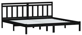 Cadru de pat Super King 6FT, negru, 180x200 cm, lemn masiv Negru, 180 x 200 cm