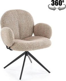 Scaun K568, bej inchis/negru, stofa clasica/otel, 65x64x82 cm