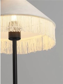 Veioza cu abajur din catifea si franjuri bej VELVY