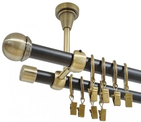 Galerie dubla todi max prindere tavan 19 mm negru aur antic (Alege marime: 120 cm)