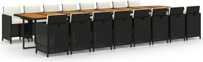 vidaXL Set mobilier de grădină cu perne, 17 piese, negru, poliratan