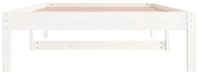 Pat de zi, alb, 80x200 cm, lemn masiv de pin Alb, 80 x 200 cm