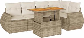 vidaXL Set canapele de grădină cu perne, 6 piese, bej, poliratan