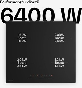 Klarstein Plită cu inducție Velaire, elegantă, minimalistă, puternică, 4 zone de gătit, 7000 W, 60 cm